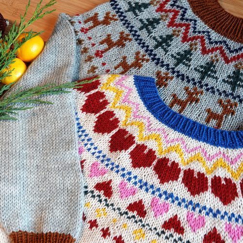 Sweater til voksne med hjerter - strikkeopskrift - Image 2